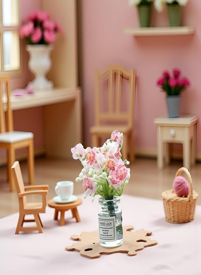 WLngtv 1Pc Pink Miniature Flower in Vase Dollhouse Mini Jasmine Flowers Handmade Easily Matched Dollhouse Flower Vase Set Model Decor for 1:6 or1:8 Scale Micro Landscape - Image 3